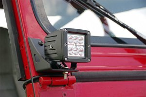 Jeep Wrangler LED Light Mount - Lower Windshield - Rough Country - Pod Pair - '87-'95 Jeep Wrangler LED Light Mount - Lower Windshield - Rough Country - Pod Pair - '87-'95